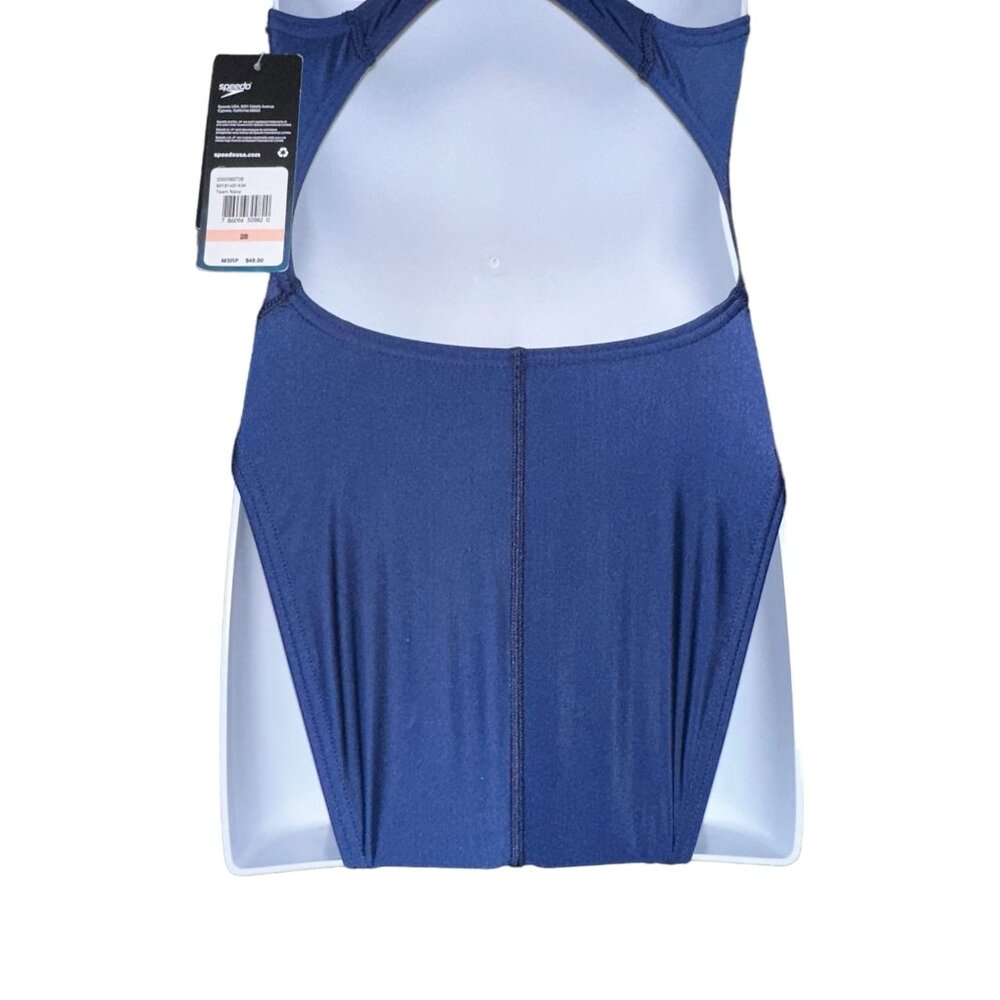 NWT Speedo Pro LT One Piece Swimsuit Womens 26 Solid Navy Blue Compression - Picture 7 of 8